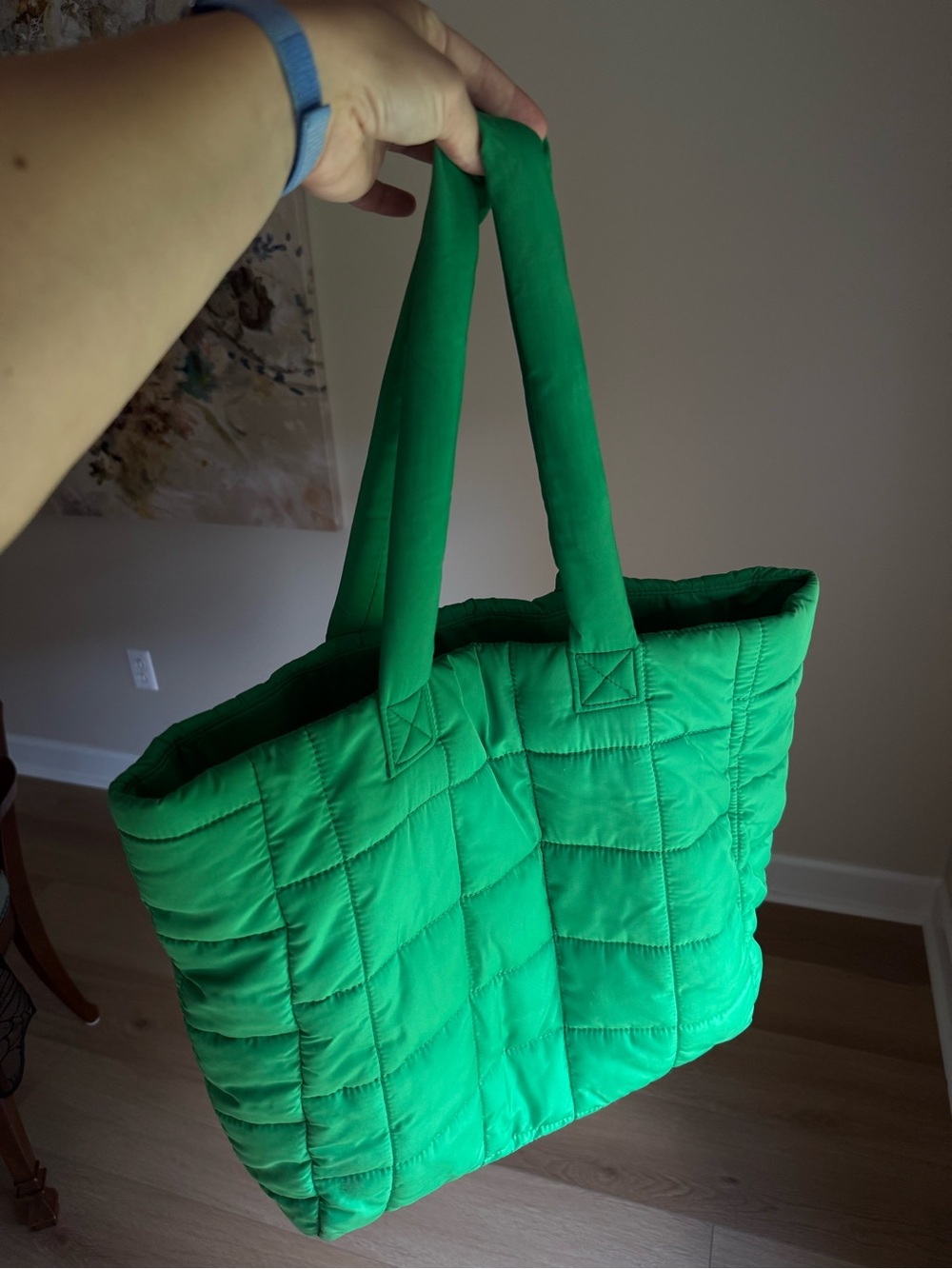 GAP Bright Green Quilted Tote Bag